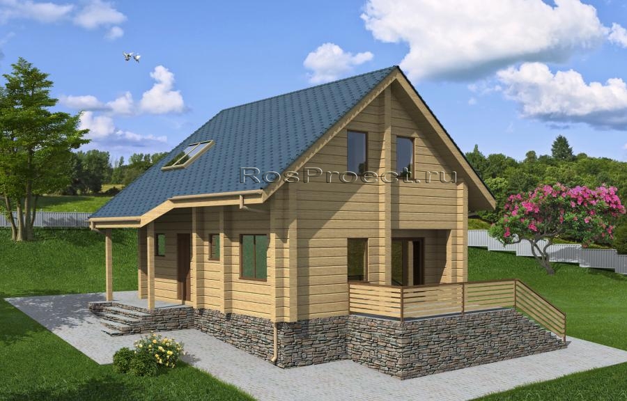 Проект одноэтажного деревянного дома с мансардой